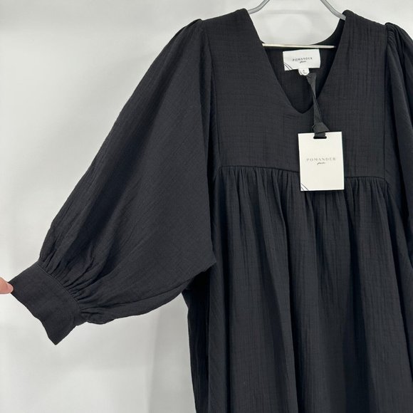Pomander Place by Tuckernuck Black Gauze Millie Dress sz S Mini Length Swing - Picture 3 of 9